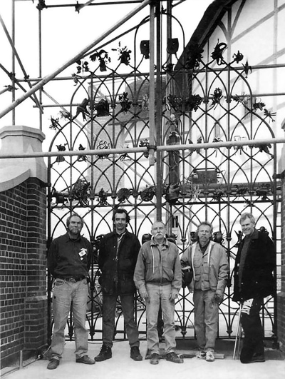 Installation at the Globe Theatre. Left to right: Richard Quinnell, Brian Russell, Peter Parkinson, Dave Capes, Terrence Clark