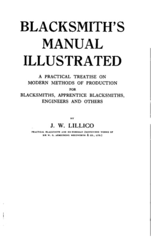 Banner Image of Blacksmiths Manual Illustrated - JW Lillico 1930
