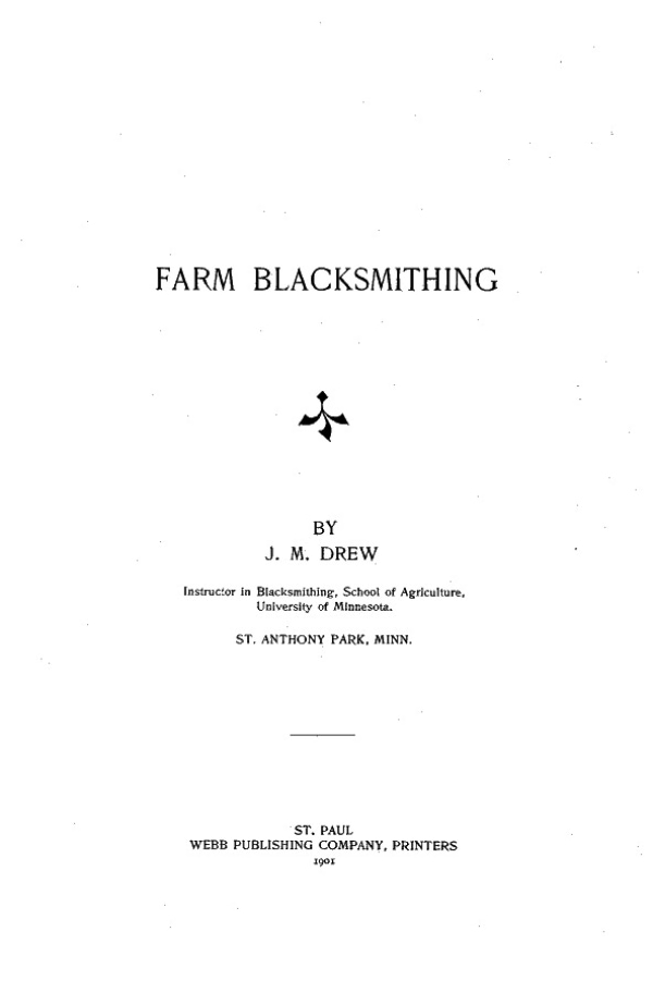 Banner Image of Farm Blacksmithing - James M Drew 1901