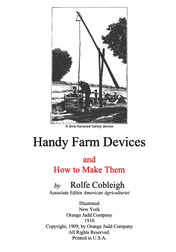 Banner Image of Handy Farm Devices and How To Make Them -  Rolfe Cobleigh 1909